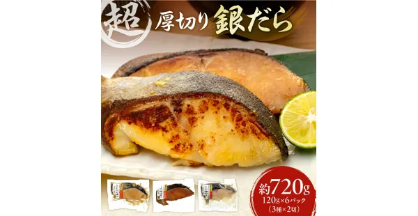 【ふるさと納税】 超厚切り 銀だら 約720g 3種 食べ比べ 冷凍 6パック セット 切身 たら 10000円 魚介 魚 おかず 詰め合わせ 味噌漬け 醤油漬け 麹粕漬け お取り寄せ お弁当に おつまみに 銀鱈 焼き魚 ふるさと納税 北海道 札幌市