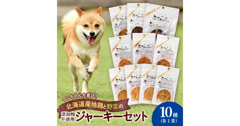 【ふるさと納税】 無添加ジャーキー セット 10種類 1袋 愛犬用 地鶏 鶏 野菜 無添加 動物 犬 ドッグ ペット ご褒美 餌 フード エサ おやつ 乾物 ごはん ご飯 間食 北海道 札幌市