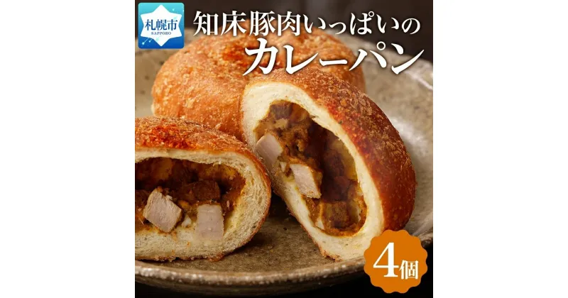 【ふるさと納税】 カレーパン 知床豚肉 4個 カレー パン 知床 豚肉 豚 スパイス 惣菜パン 冷凍パン 冷凍 北海道産 小麦 牛乳 朝食 軽食 小分け 個包装 ギフト フーズ&ブレッド 北海道 札幌市