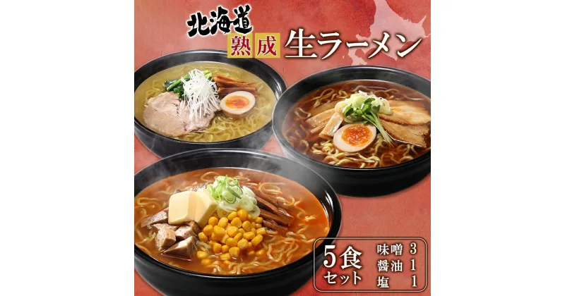 【ふるさと納税】 ラーメン 熟成生ラーメン 計5食セット 味噌 醤油 塩 詰め合わせ 生麺 お取り寄せ らーめん 昼食 夜食 ギフト グルメ プレゼント お土産 ベル食品 山内製麺 送料無料 北海道 札幌市