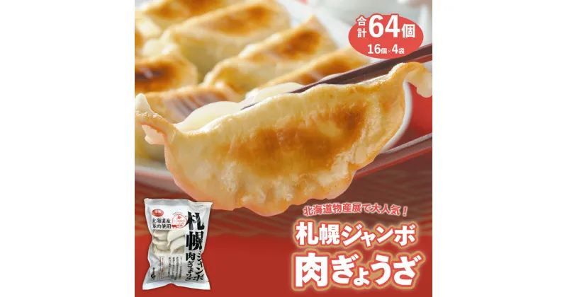 【ふるさと納税】 餃子 ジャンボ 肉ぎょうざ 16個入り 4袋 セット 計64個 簡単 お手軽 絶品 おかず 晩ごはん 弁当 惣菜 晩酌 お取り寄せ 佃善 北海道 札幌市