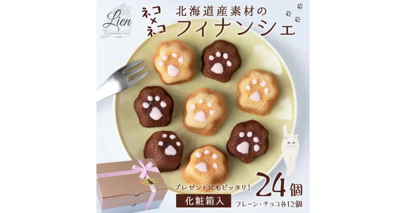 【ふるさと納税】 フィナンシェ プレーン チョコレート 各12個 24個入り ネコ 肉球 スイーツ セット 2種 一口サイズ 個包装 しっとり食感 かわいい ギフト おやつ お菓子 焼き菓子 洋菓子 化粧箱入り プレゼント ギフト 北海道 札幌市