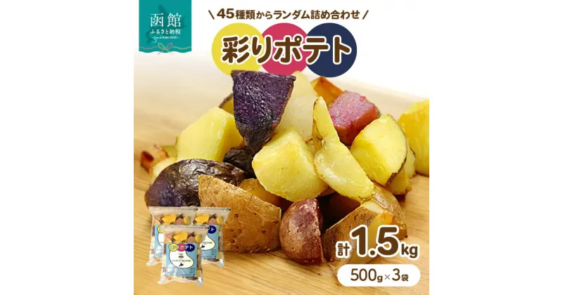 【ふるさと納税】じゃがいもFACTORY produced by NANAMI 彩りポテト 1.5kg （500g×3袋） 45種類からランダム詰め合わせ カラフル 農家直営 じゃがいも専門店 ポテト ばれいしょ 彩り 北海道 函館 送料無料 お取り寄せグルメ