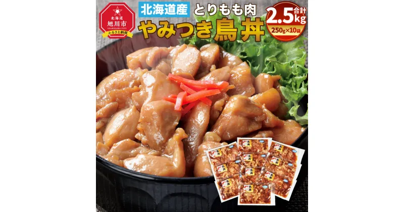 【ふるさと納税】北海道産 とりもも肉 「やみつき鳥丼」250g×10袋セット 計2.5kg (タレ込み)_01681 | 鶏肉 もも肉 国産 丼 鳥丼 鶏丼 冷凍 お取り寄せ 旭川市ふるさと納税 北海道ふるさと納税 旭川市 北海道 送料無料