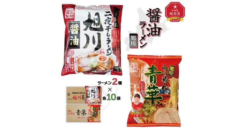 【ふるさと納税】藤原製麺 旭川製造 旭川醤油ラーメン 1箱(10袋入)/青葉醤油ラーメン 1箱(10袋入)インスタント袋麺_02139