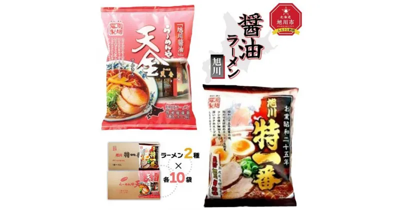 【ふるさと納税】藤原製麺 旭川製造 らーめんや天金醤油ラーメン 1箱(10袋入)/特一番醤油ラーメン 1箱(10袋入)インスタント袋麺_02135