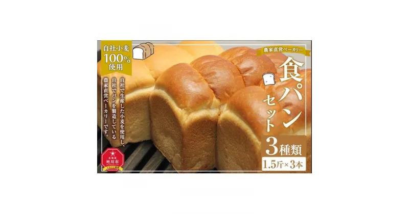 【ふるさと納税】農家直営ベーカリー　自社小麦100％使用食パン3種類セット_03198 | 食品 加工食品 人気 おすすめ 送料無料 ベーカリー