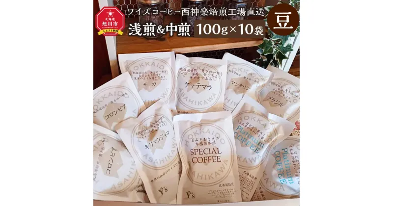 【ふるさと納税】【豆】浅煎＆中煎　100g×10袋　北海道旭川焙煎　ワイズコーヒー西神楽焙煎工場直送_02945 | 珈琲 飲料 コーヒー豆 ソフトドリンク 人気 おすすめ 送料無料