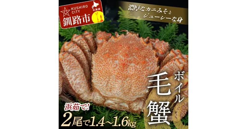 【ふるさと納税】ボイル毛ガニ（冷凍）2尾で1.4〜1.6kg前後 北海道 釧路 ふるさと納税 特大 ゆで 茹で かに カニ 蟹 毛がに けがに 濃厚 魚介 贅沢 甘い かにみそ F4F-4249