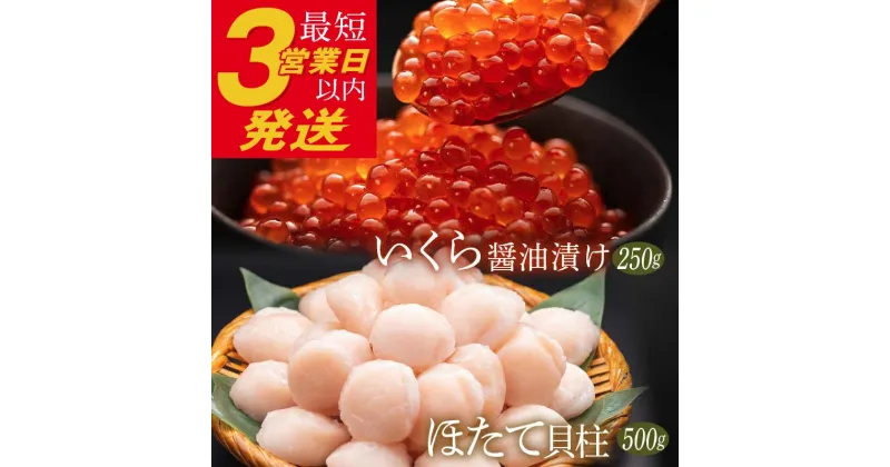 【ふるさと納税】北海道産 いくら 250g & ほたて 500g セット 高評価 お刺身 国産 イクラ醤油漬け 鮭いくら 鮭卵 ほたて貝柱 帆立 ホタテ 海鮮丼 詰め合わせ ギフト 魚介類 海産物 容量 × 発送時期が選べる F4F-2146var