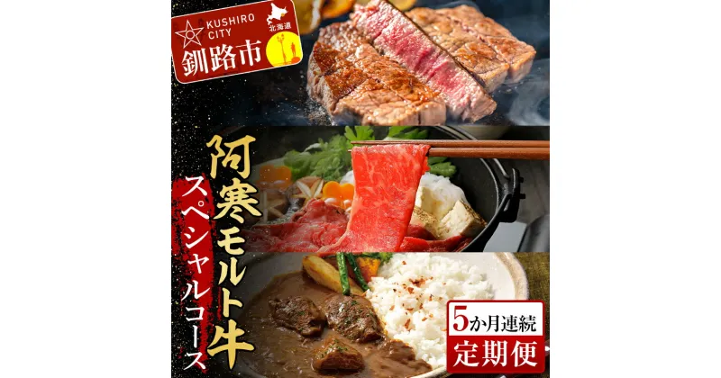 【ふるさと納税】阿寒モルト牛スペシャルコース（5カ月連続 定期便 ） ステーキ サーロイン ロース カレー 肉 牛 北海道 F4F-4181