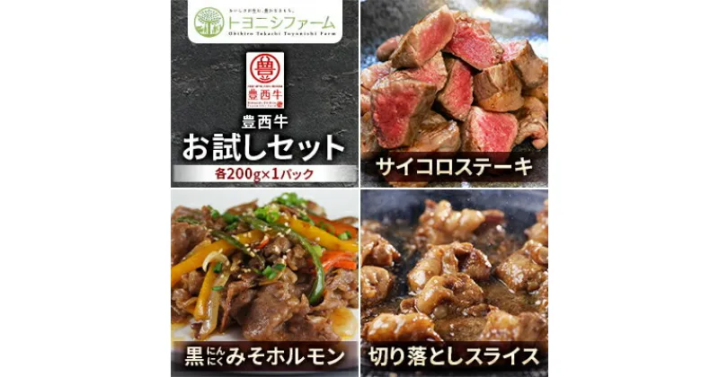 【ふるさと納税】豊西牛 お試しセット (サイコロステーキ 黒にんにくみそホルモン 切り落としスライス)【配送不可地域：離島】【1480994】