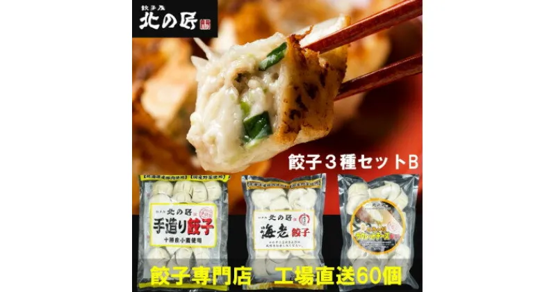 【ふるさと納税】「餃子専門店工場直送60個入り」北の匠3種セットB(手作り餃子・海老餃子・ラクレットチーズ餃子)【配送不可地域：離島】【1484471】