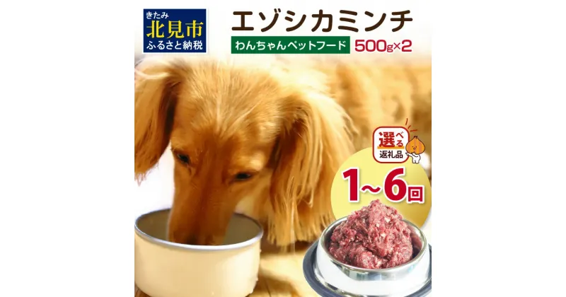 【ふるさと納税】【選べる回数】エゾシカミンチ 500g×2パック ( 犬 えさ 餌 犬の餌 ペットフード 鹿 エゾシカ肉 鹿肉 健康 定期便 ミンチ 1回 3回 6回 定期便 )