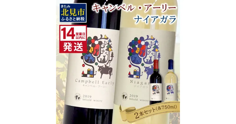 【ふるさと納税】《14営業日以内に発送》キャンベル・アーリー750ml・ナイアガラ750ml 各1本 ( ワイン お酒 酒 ぶどう 赤ワイン 白ワイン セット )