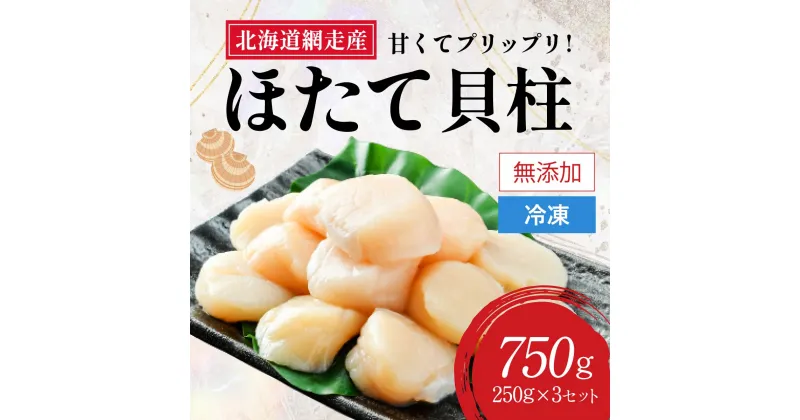 【ふるさと納税】網走前浜産 無添加ホタテ貝柱【 750g (250g×3) 】【 ホタテ ほたて 帆立 貝柱 ホタテ貝柱 ほたて貝柱 帆立貝柱 刺身 刺身ホタテ 刺身帆立 緊急支援 支援 生産者支援 魚介 海鮮 小分け 天然 750g 250g 3パック 北海道 網走市 送料無料 】 ABAI032