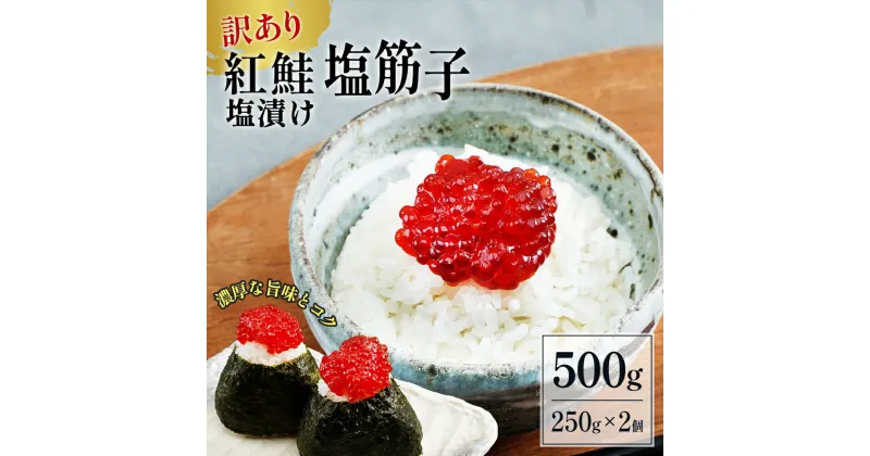 【ふるさと納税】すじこ 訳あり 北海道 紅鮭 塩 筋子 500g (250g×2個入） 加藤水産 ひとくちカット 不揃い 小分け 塩筋子 塩漬け 筋子塩漬け つまみ おつまみ ごはんのお供 惣菜 おかず 珍味 海鮮 海産物 海の幸 魚介類 魚卵 鮭 いくら 冷凍　留萌市