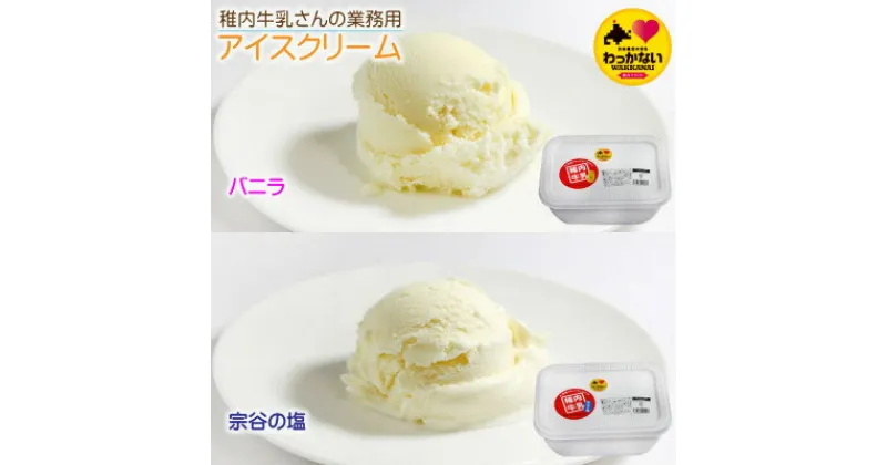 【ふるさと納税】【 業務用 】 稚内牛乳 アイスクリーム 2L×2個 ( バニラ & 宗谷の塩 ) と珍味ホッケ燻製【配送不可地域：離島】【1308064】