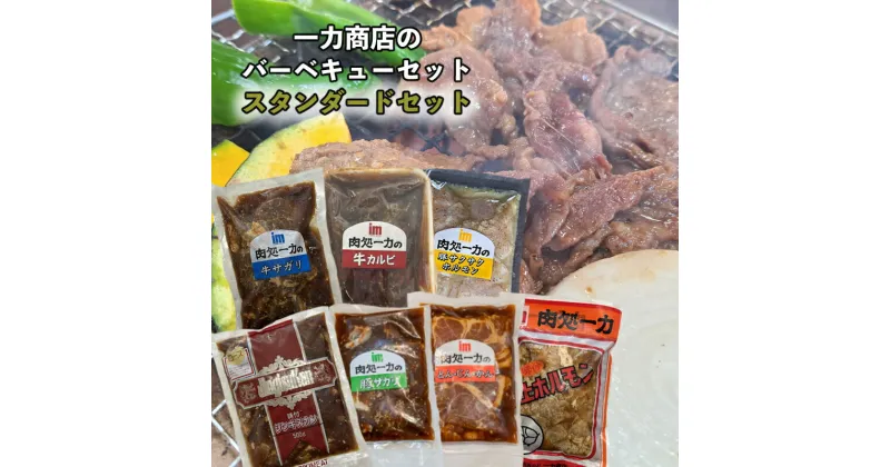 【ふるさと納税】一力商店のバーベキューセット(スタンダードセット) 北海道 芦別市　【 肉 お肉 牛 牛肉 うし 豚 豚肉 ぶた ポーク ロース成吉思汗 上ホルモン サクサクホルモン 牛サガリ(オーストラリア産) 牛カルビ(アメリカ産) 豚サガリ とんじんかん 】