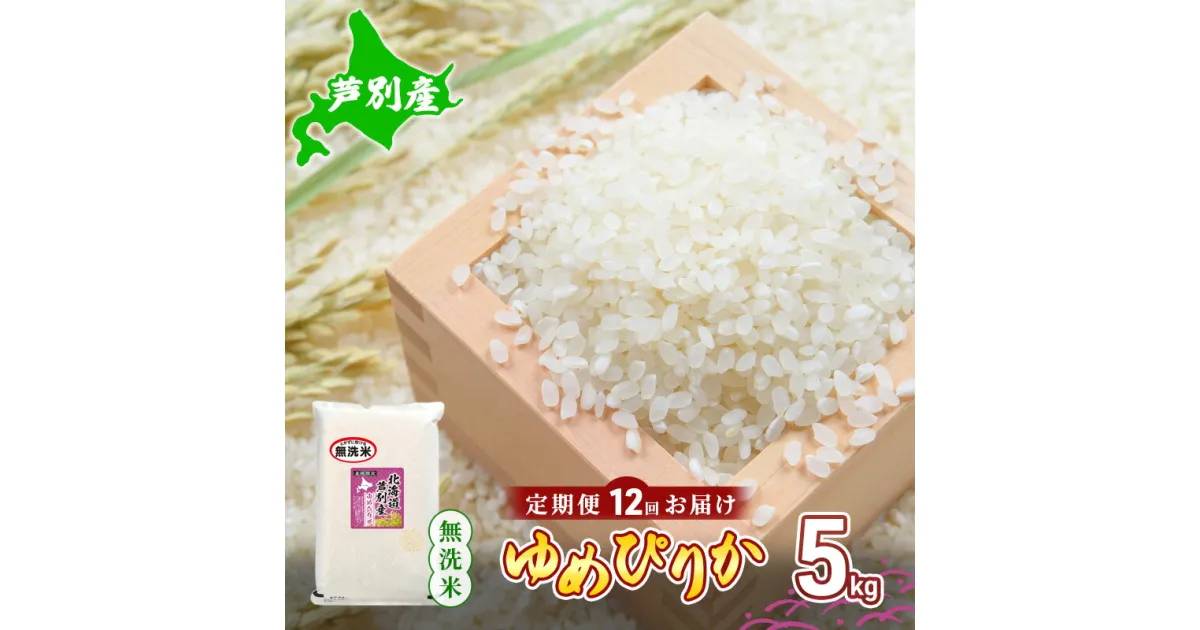 【ふるさと納税】米 令和5年産 【12回お届け】 定期便 北海道 芦別産 R5年産 ゆめぴりか 無洗米 5kg ごはん お米 新米 特A ライス 北海道米 ブランド米 ご飯 あっさり ふっくら 調整済 食味ランキング ギフト 川崎森田屋 送料無料　定期便・芦別市