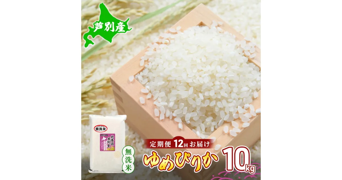 【ふるさと納税】米 令和5年産 【12回お届け】 定期便 北海道 芦別産 R5年産 ゆめぴりか 無洗米 10kg ごはん お米 新米 特A ライス 北海道米 ブランド米 ご飯 あっさり ふっくら 調整済 食味ランキング ギフト 川崎森田屋 送料無料　定期便・芦別市