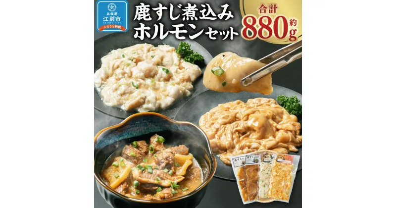 【ふるさと納税】鹿すじ煮込み+ホルモンセット 合計880g(鹿すじ煮込み 480g・塩ホルモン 200g・味噌ホルモン 200g) | 肉 お肉 にく 食品 北海道産 人気 おすすめ 送料無料 ギフト