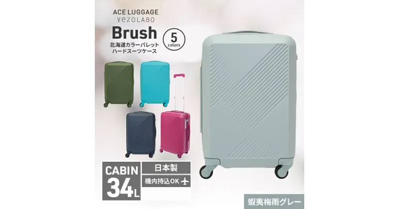 【ふるさと納税】Brush 北海道カラーパレットハードスーツケース 34L CABIN_No.5801177 蝦夷梅雨グレー　お届け：【年末年始出荷不可期間について】2024年11月25日〜2025年1月6日まで