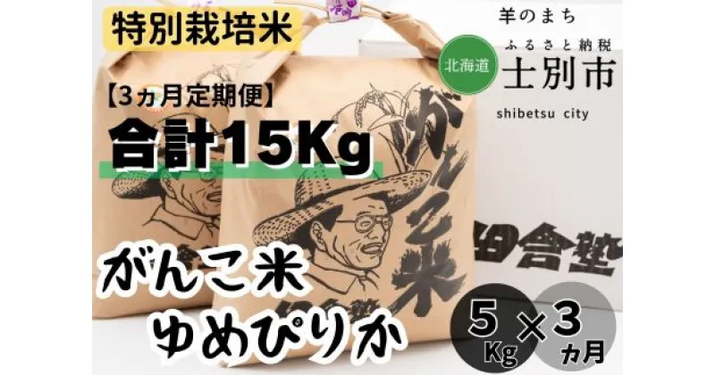 【ふるさと納税】（3ヵ月定期便）田舎塾特別栽培米「がんこ米ゆめぴりか」5kg×3ヵ月