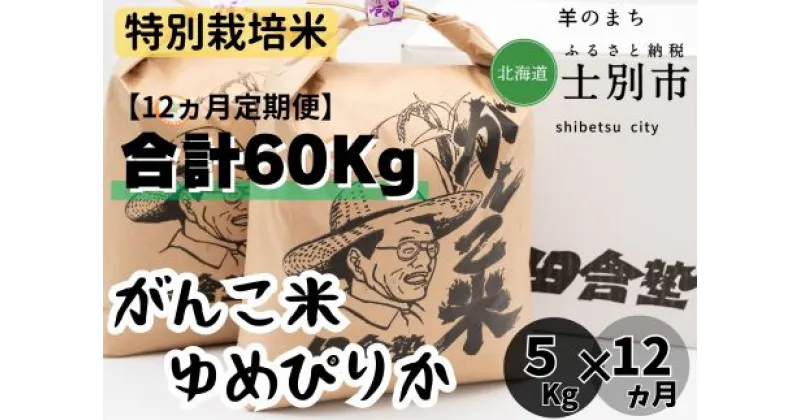 【ふるさと納税】（12ヵ月定期便）田舎塾特別栽培米「がんこ米ゆめぴりか」5kg×12ヵ月