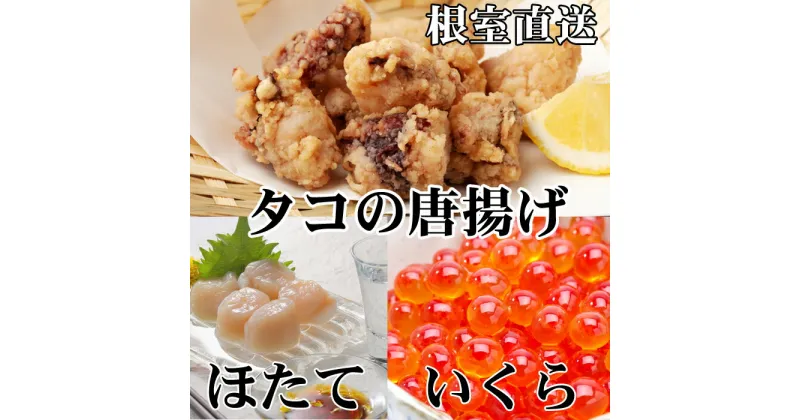 【ふるさと納税】たこ唐揚げ250g×1P、ほたて貝柱500g、いくら醤油漬け100g×1P B-36046