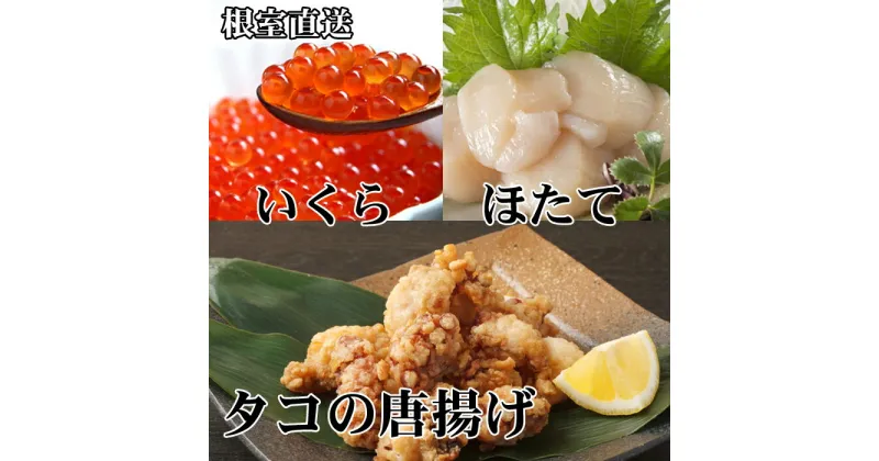 【ふるさと納税】たこ唐揚げ250g×1P、ほたて貝柱500g、いくら醤油漬け100g×1P B-70046