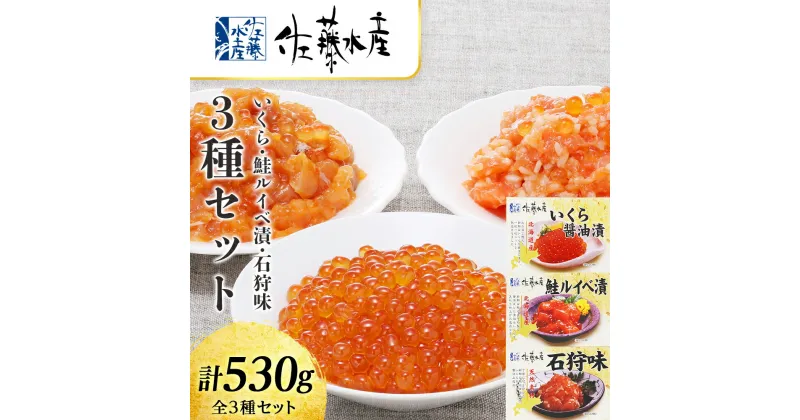 【ふるさと納税】 ＜佐藤水産＞いくらと鮭ルイベ漬・石狩味の3種セット 魚貝類 サーモン 鮭 いくら 魚卵 ルイベ イクラ しょうゆ漬け 北海道ふるさと納税 千歳市 ふるさと納税【北海道千歳市】ギフト ふるさと納税