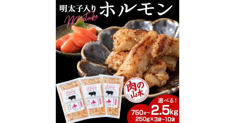 【ふるさと納税】明太子入り 味付けホルモン 選べる3パック～10パック 1パック250g ＜肉の山本＞ 北海道 千歳 焼肉 豚肉明太子 豚肉 味付 ホルモン 焼肉 北海道 ギフト ふるさと納税