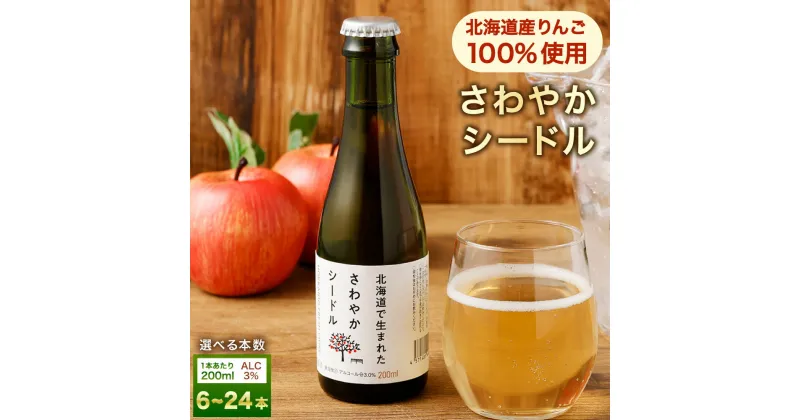 【ふるさと納税】選べる本数 北海道産 りんご 100％ 使用 さわやかシードル 200ml （6本/9本/12本/24本） 果実炭酸酒 お酒 果実酒 林檎 家飲み 宅飲み