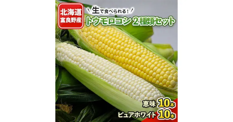 【ふるさと納税】【2025年発送】生で食べられるトウモロコシ2種類セット 恵味10本・ピュアホワイト10本_ とうもろこし トウモロコシ コーン ピュアホワイト セット 食べ比べ 国産 北海道産 富良野 生 贈答 産地直送 冷蔵 限定 送料無料 【配送不可地域：離島】【1282301】