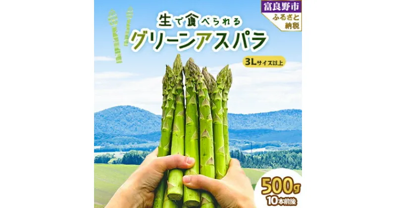 【ふるさと納税】【2025年発送】「生」で食べられる グリーンアスパラ　極太3L以上 500g(10本前後) _ アスパラ アスパラガス グリーンアスパラ 野菜 国産 北海道産 富良野 産地直送 旬 生 冷蔵 とれたて 新鮮 送料無料 贈答 ギフト 人気 【配送不可地域：離島】【1400427】