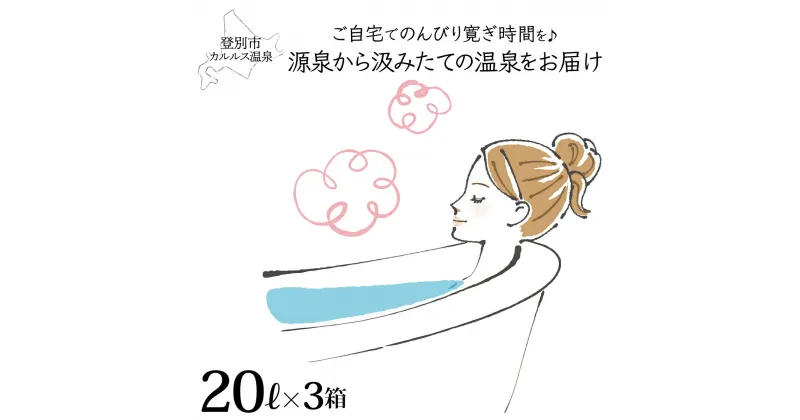 【ふるさと納税】自宅で温泉入浴　登別カルルス温泉 20L×3箱　【定期便・美容・入浴剤・温泉入浴】