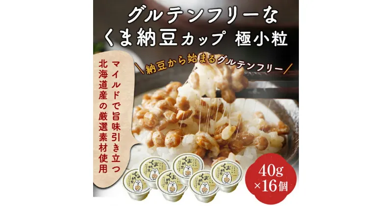 【ふるさと納税】グルテンフリーなくま納豆 極小粒 40g×16個 【北海道産大豆100% お取り寄せ ご飯のお供 グルテンフリー醤油 たれ付き カップ入り 道南平塚食品】