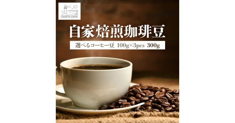 【ふるさと納税】自家焙煎 コーヒー豆 100g×3個セット 300g　選べる組み合わせ COFFEE 珈琲 独自焙煎 カフェ 喫茶 ジャズ喫茶 深煎り 中深煎り 冷凍 世界に一つだけのコーヒー ギフト 贈り物 プレゼント