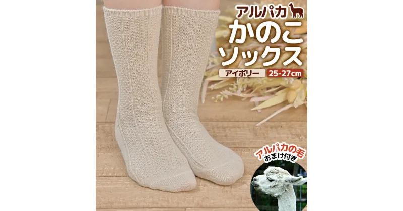 【ふるさと納税】アルパカかのこソックスアイボリー　25-27cm【190077】