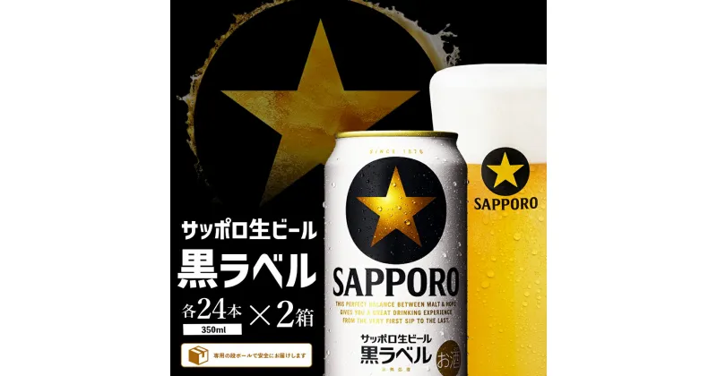 【ふるさと納税】黒ラベル350ml×24本×2箱 ｜ サッポロビール サッポロ ビール 黒ラベル 350ml 48本 2箱 生ビール 晩酌 おつまみ 晩餐 お酒 酒 黒 麦芽 北海道工場 北海道 ふるさと納税 恵庭市 恵庭【300175】